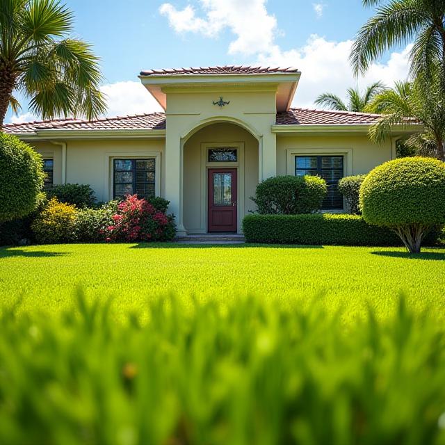 Manicured front lawn in Lake Worth